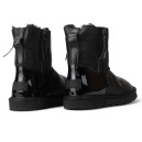 UGG Classic Short Double Zip Black Leather Lacquer